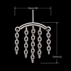 Vertical Helix Curved Bar with 5-Chain Dangle Flatback Stud Earring / Nosering - Titanium