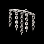 Vertical Helix Curved Bar with 5-Chain Dangle Flatback Stud Earring / Nosering - Titanium