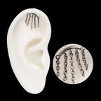 Vertical Helix Curved Bar with 5-Chain Dangle Flatback Stud Earring / Nosering - Titanium