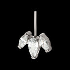Vertical Helix V-Prong Pear Trio Blossom Cluster Flatback Stud Earring / Nosering - Titanium