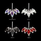 Vertical Helix V-Prong Marquise Fan 5-Cluster Flatback Stud Earring / Nosering - Titanium