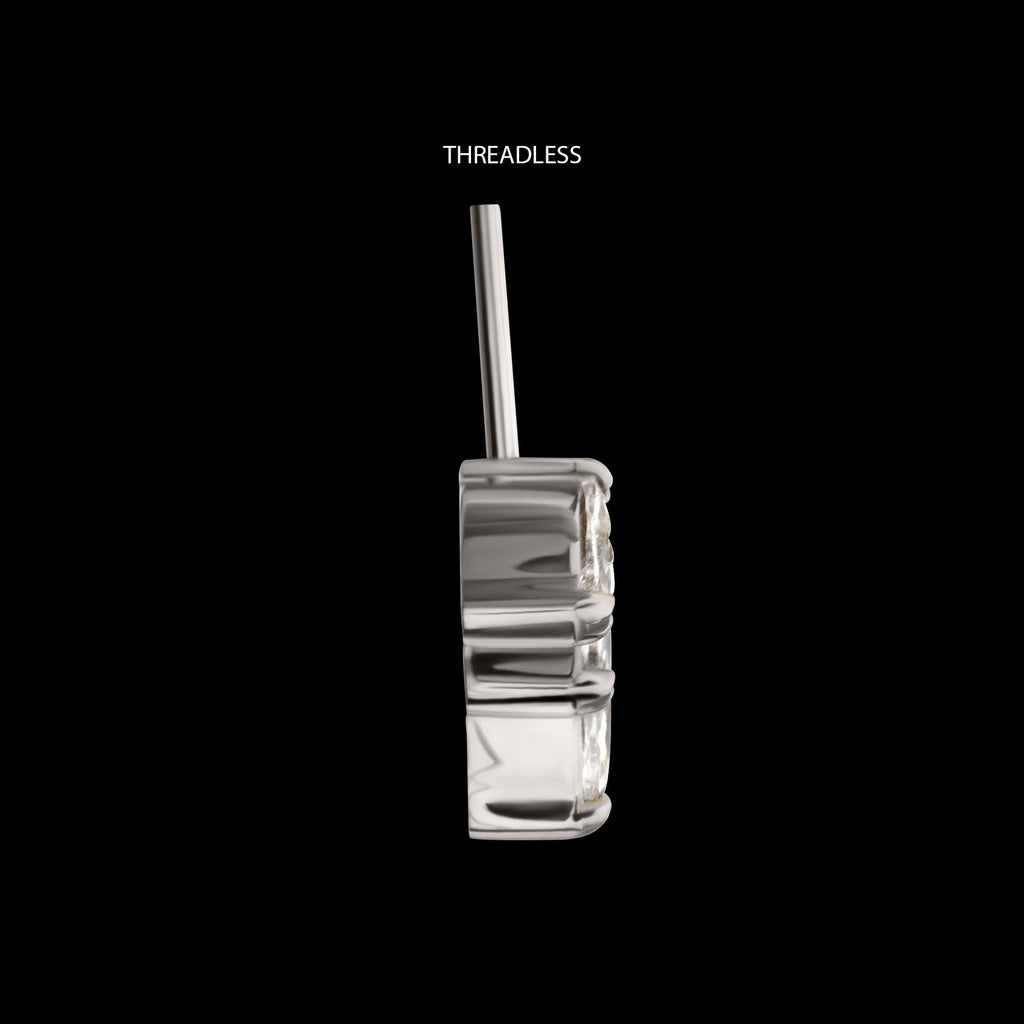 Vertical Helix V-Prong Marquise Fan 5-Cluster Flatback Stud Earring / Nosering - Titanium