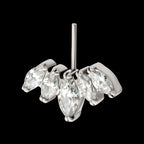 Vertical Helix V-Prong Marquise Fan 5-Cluster Flatback Stud Earring / Nosering - Titanium