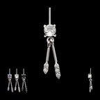 Vertical Helix Prong Set Gem with Duo Bar Dangle Flatback Stud Earring / Nosering - Gem in Titanium