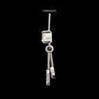 Vertical Helix Prong Set Gem with Duo Bar Dangle Flatback Stud Earring / Nosering - Gem in Titanium
