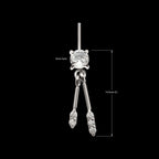 Vertical Helix Prong Set Gem with Duo Bar Dangle Flatback Stud Earring / Nosering - Gem in Titanium