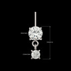Vertical Helix Double 4-Prong CZ Gem Dangle Flatback Stud Earring / Nosering - CZ in Titanium