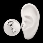 Key Flatback Stud Earring / Nosering - Titanium