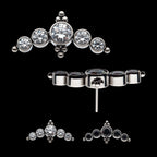 5-Bezel Set AAA Gem & Beads Cluster Flatback Stud Earring / Nosering - Gem in Titanium