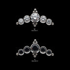 5-Bezel Set AAA Gem & Beads Cluster Flatback Stud Earring / Nosering - Gem in Titanium
