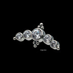 5-Bezel Set AAA Gem & Beads Cluster Flatback Stud Earring / Nosering - Gem in Titanium