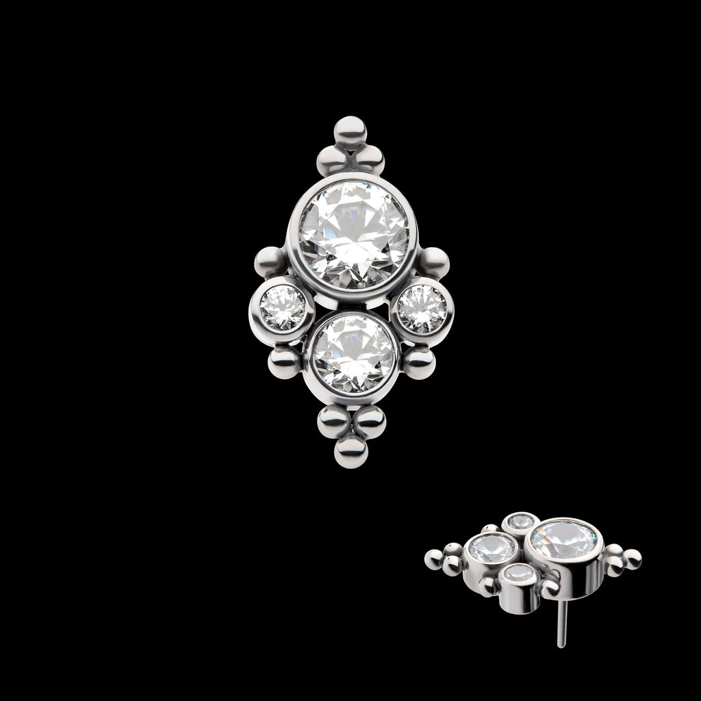 10 Beads & 4 Bezel Set AAA CZ/Swarovski Zirconia Flatback Stud Earring / Nosering - AAA CZ in Titanium