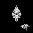 10 Beads & 4 Bezel Set AAA CZ/Swarovski Zirconia Flatback Stud Earring / Nosering - AAA CZ in Titanium