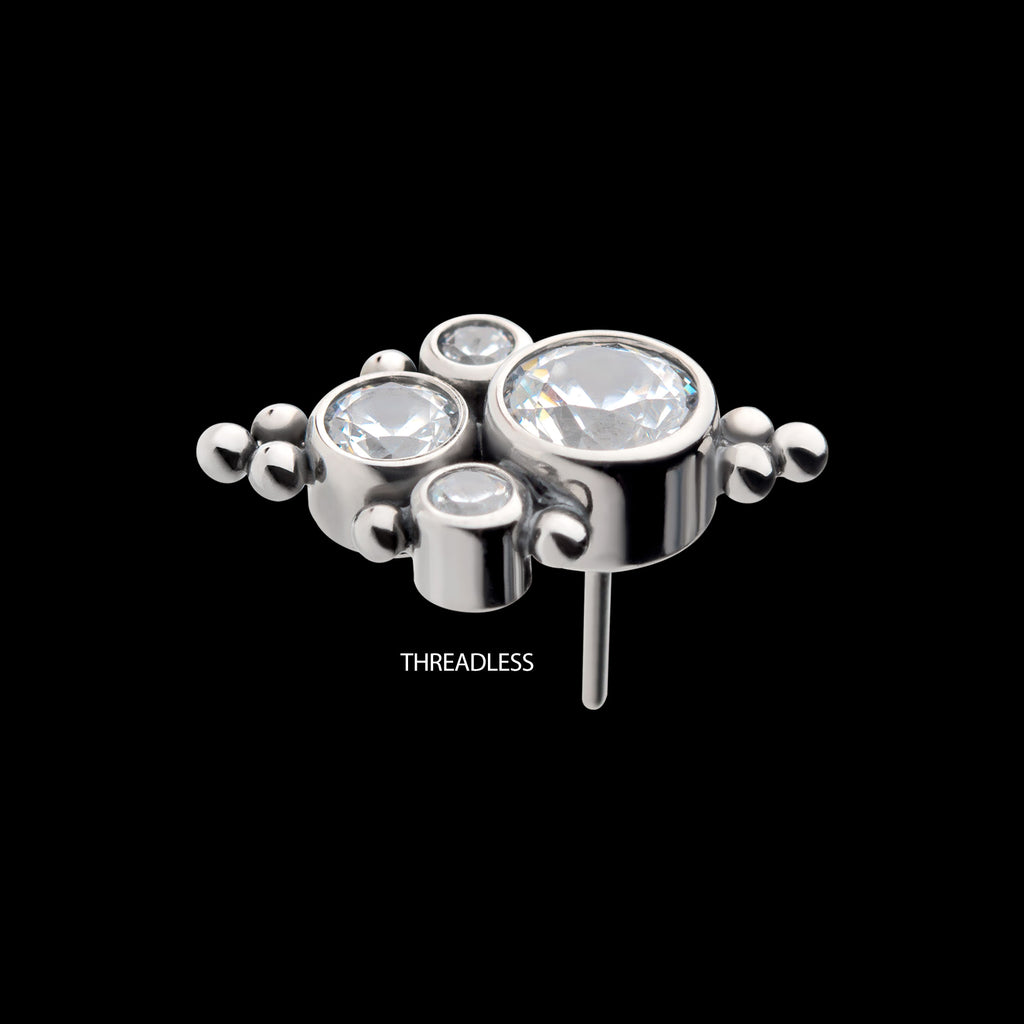 10 Beads & 4 Bezel Set AAA CZ/Swarovski Zirconia Flatback Stud Earring / Nosering - AAA CZ in Titanium