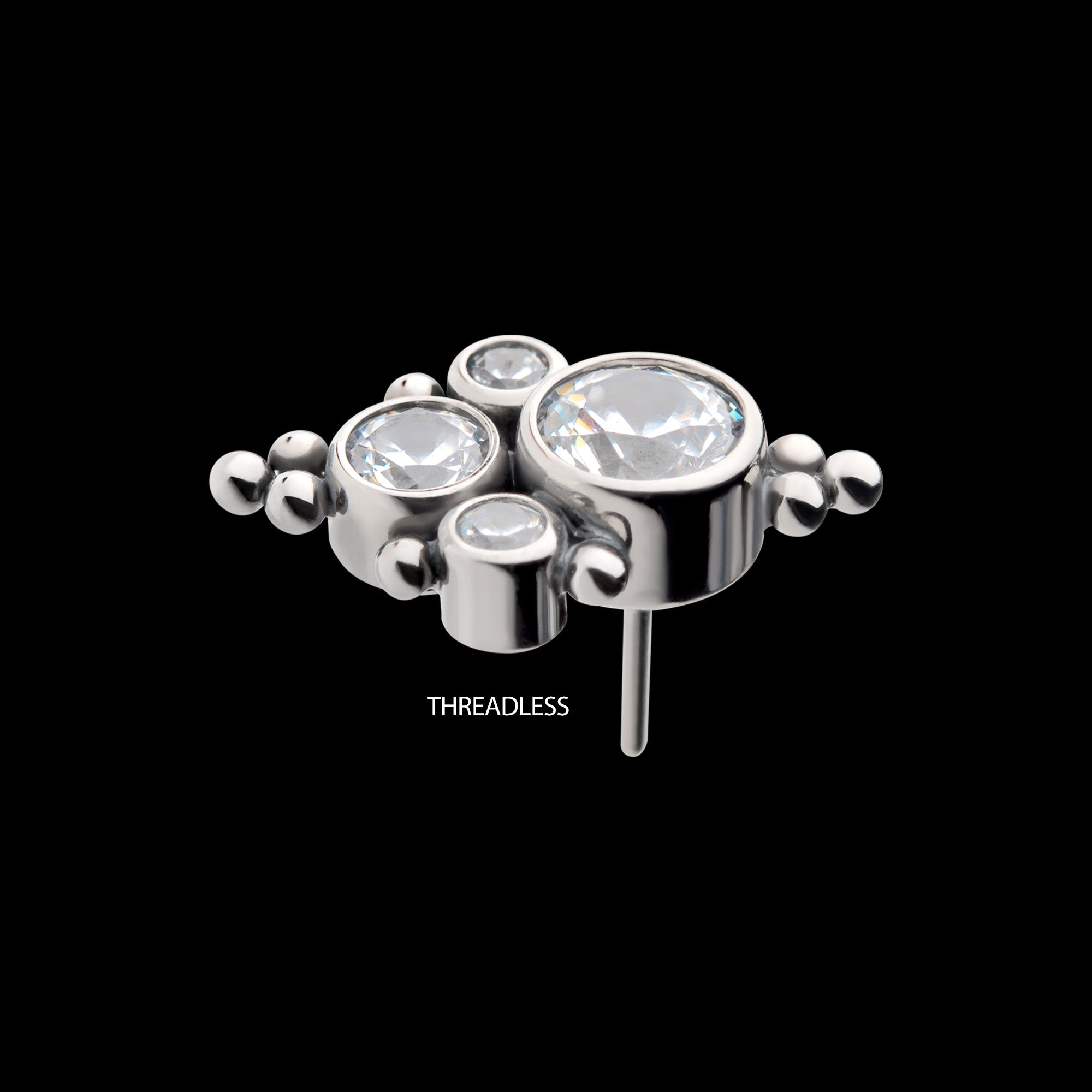 10 Beads & 4 Bezel Set AAA CZ/Swarovski Zirconia Flatback Stud Earring / Nosering - AAA CZ in Titanium