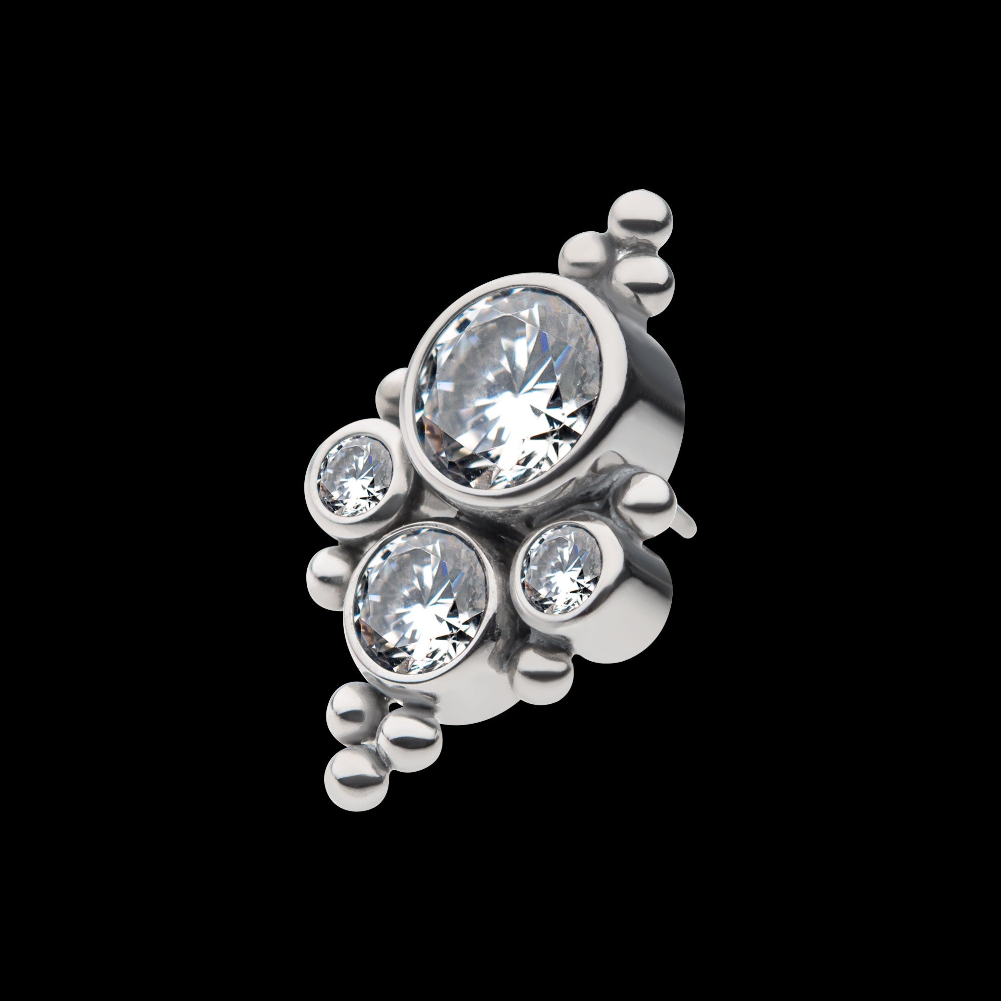 10 Beads & 4 Bezel Set AAA CZ/Swarovski Zirconia Flatback Stud Earring / Nosering - AAA CZ in Titanium