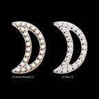 Cut Out Crescent Moon with Pave Set Clustered CZ Flatback Stud Earring / Nosering - CZ in Titanium