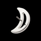 Cut Out Crescent Moon with Pave Set Clustered CZ Flatback Stud Earring / Nosering - CZ in Titanium