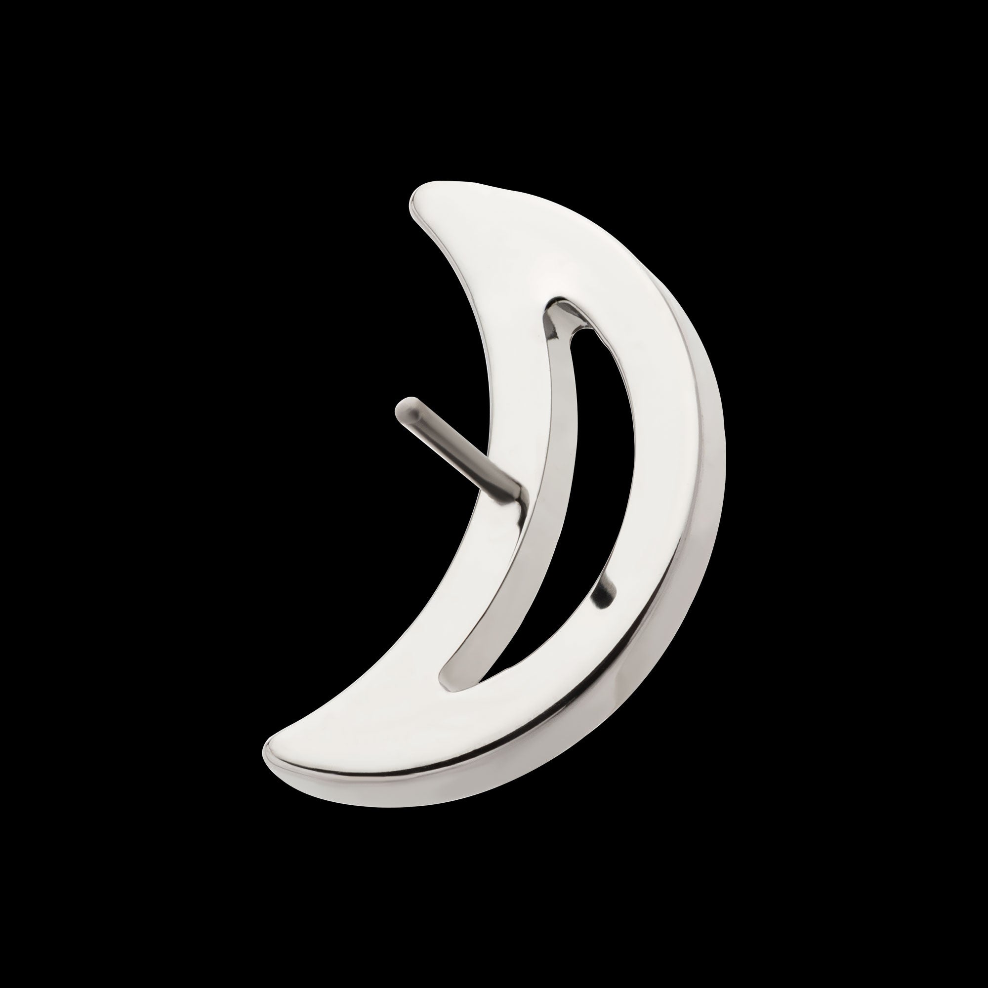 Cut Out Crescent Moon with Pave Set Clustered CZ Flatback Stud Earring / Nosering - CZ in Titanium