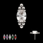 Nova Oval Prong-Set Gem Threadless Earring / Nosering – Titanium