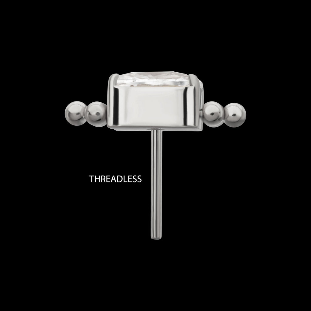 Nova Oval Prong-Set Gem Threadless Earring / Nosering – Titanium