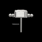 Nova Oval Prong-Set Gem Threadless Earring / Nosering – Titanium