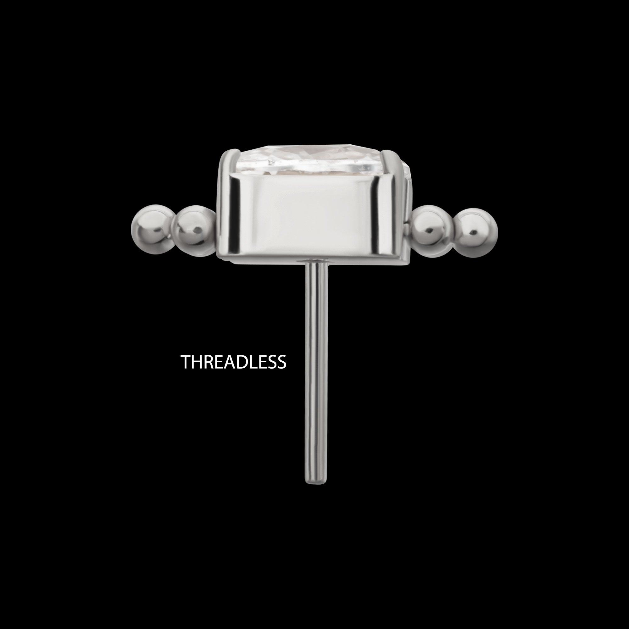 Nova Oval Prong-Set Gem Threadless Earring / Nosering – Titanium