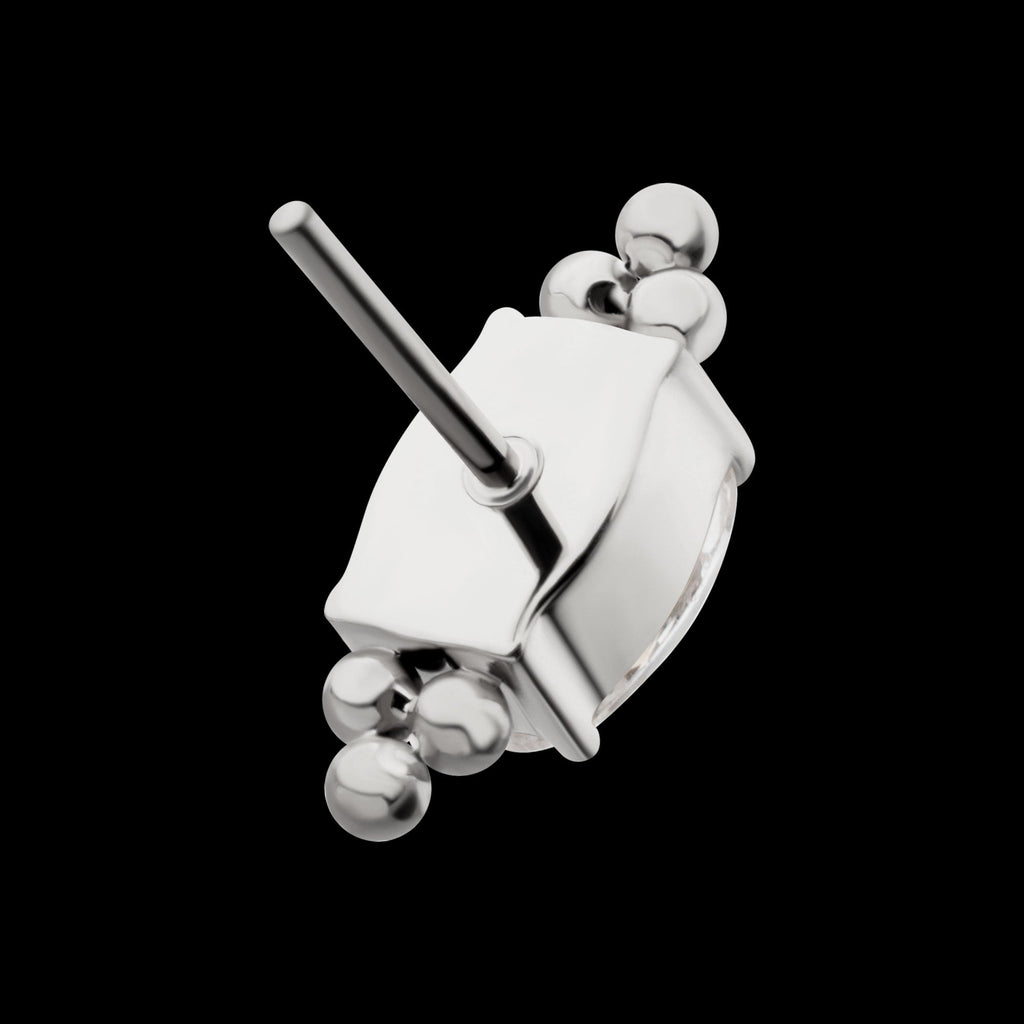 Nova Oval Prong-Set Gem Threadless Earring / Nosering – Titanium