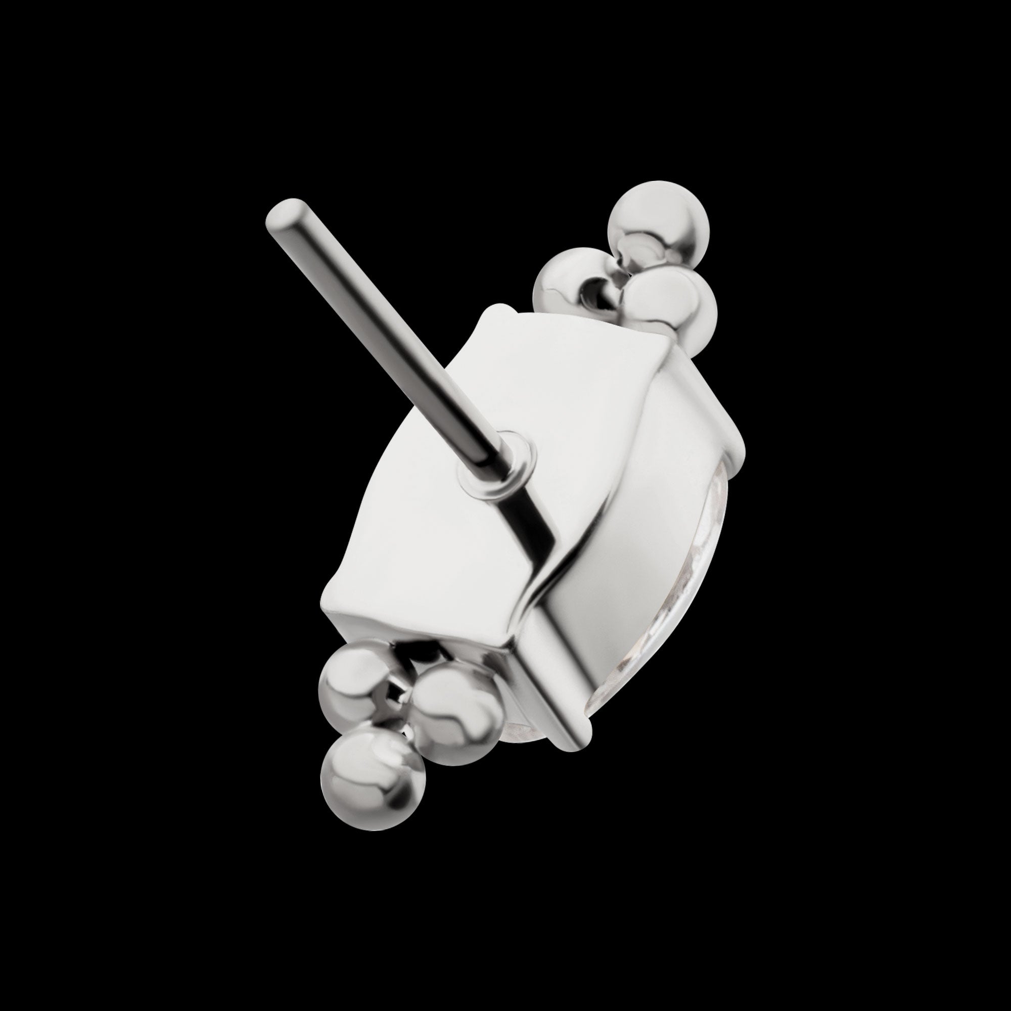 Nova Oval Prong-Set Gem Threadless Earring / Nosering – Titanium