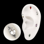 Nova Oval Prong-Set Gem Threadless Earring / Nosering – Titanium