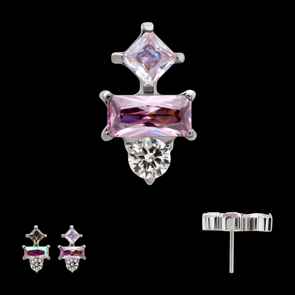 Astra Cluster Prong-Set Gem Threadless Earring / Nosering – Titanium