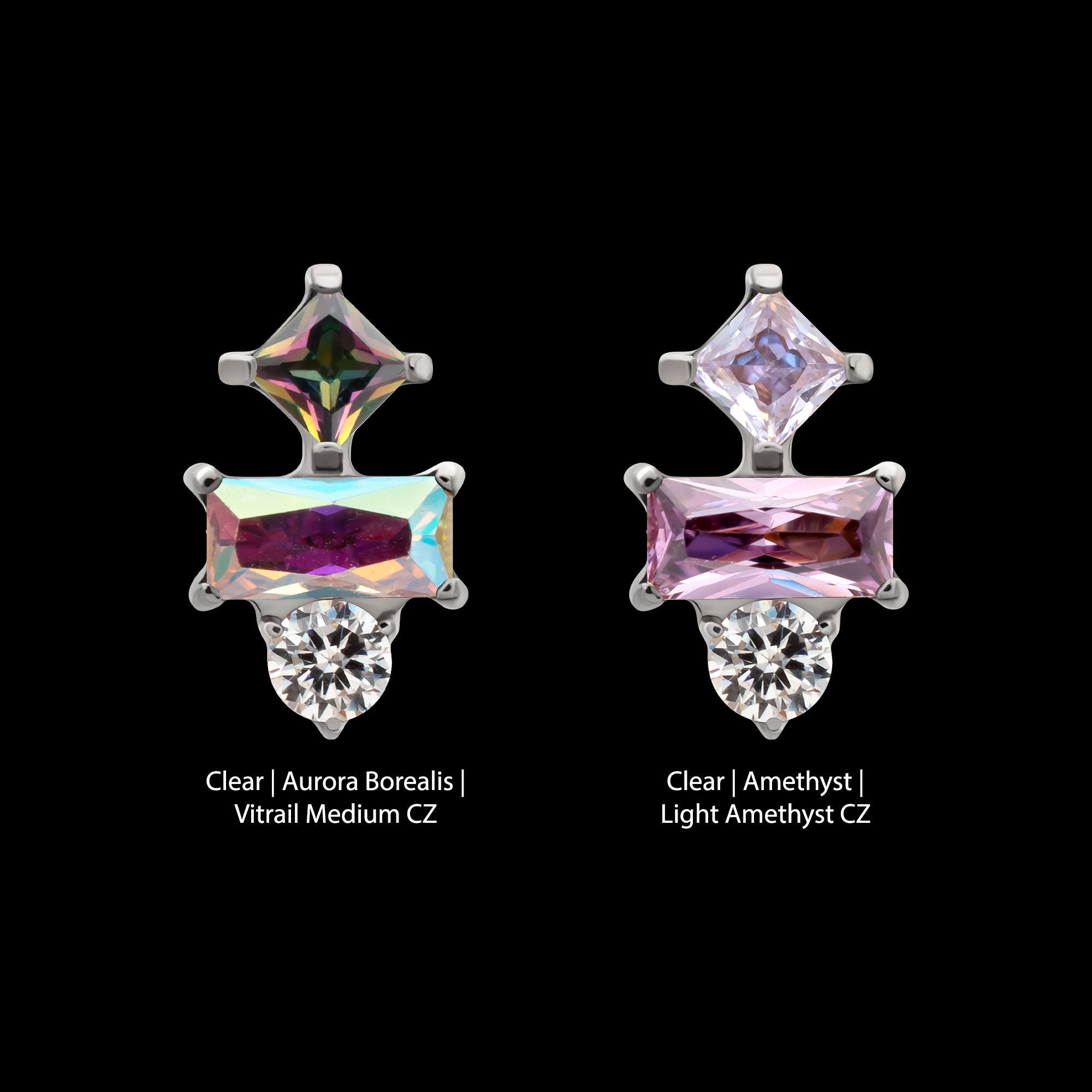 Astra Cluster Prong-Set Gem Threadless Earring / Nosering – Titanium