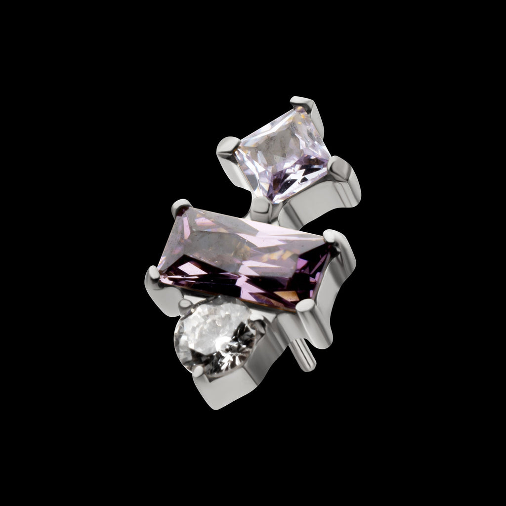 Astra Cluster Prong-Set Gem Threadless Earring / Nosering – Titanium