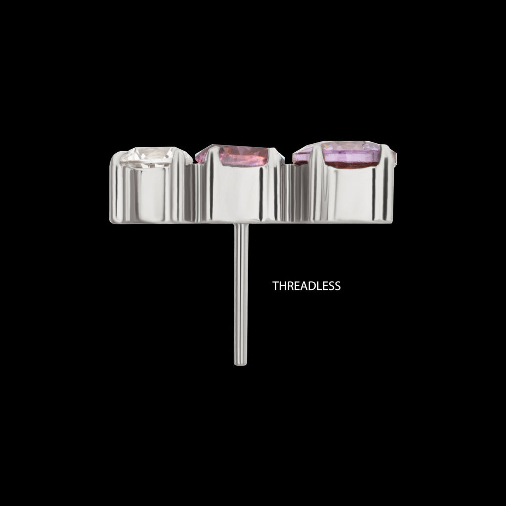 Radiant Arc Prong-Set Gem Threadless Earring / Nosering – Titanium