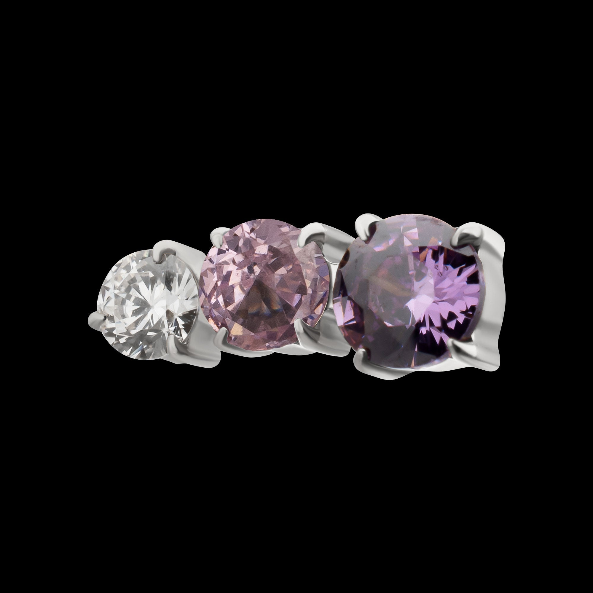 Radiant Arc Prong-Set Gem Threadless Earring / Nosering – Titanium