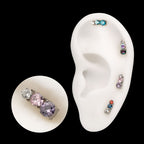 Radiant Arc Prong-Set Gem Threadless Earring / Nosering – Titanium