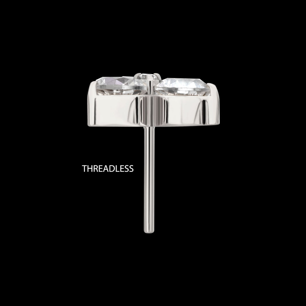 Trinity Prong-Set Gem Threadless Earring / Nosering – Titanium