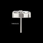 Trinity Prong-Set Gem Threadless Earring / Nosering – Titanium