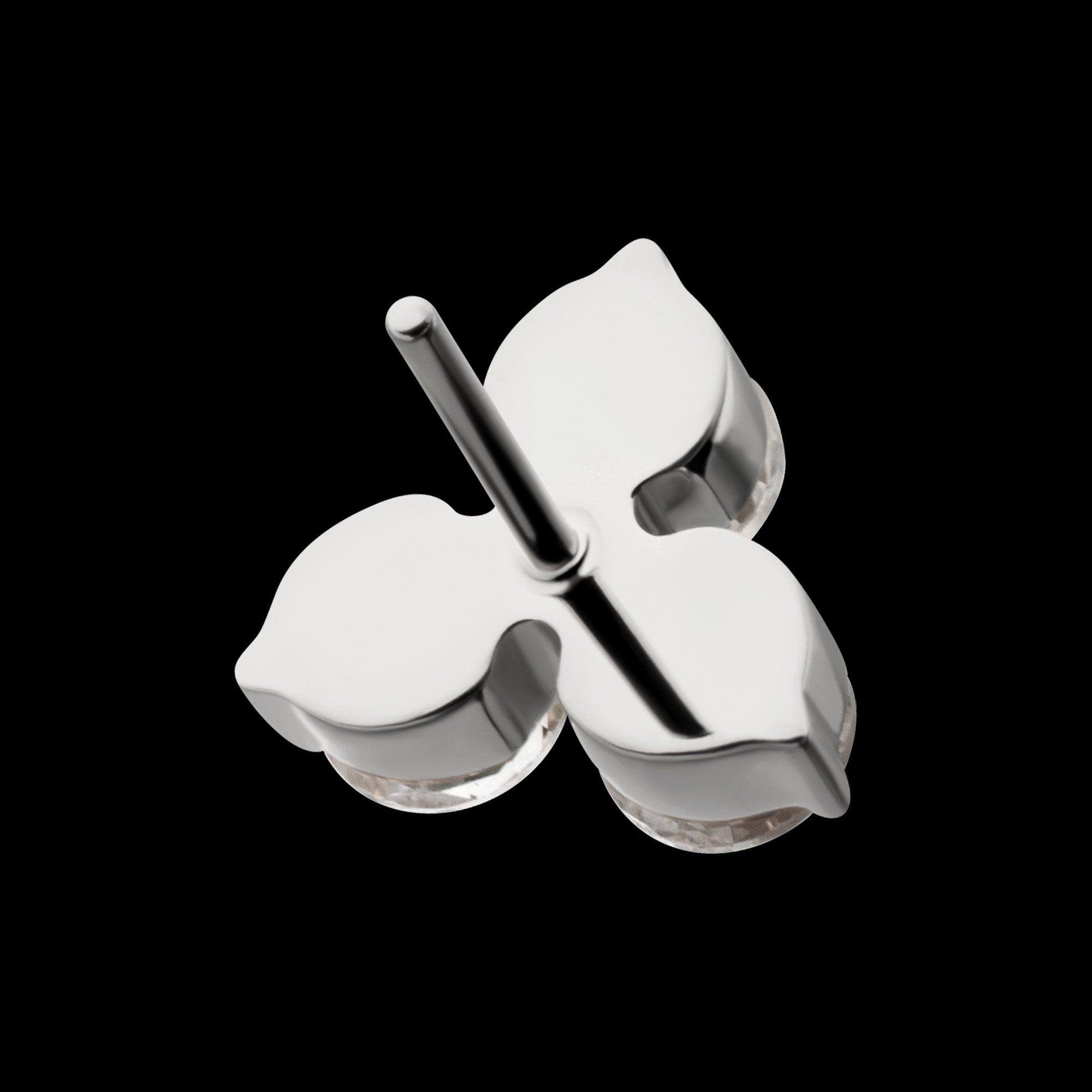 Trinity Prong-Set Gem Threadless Earring / Nosering – Titanium