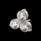 Trinity Prong-Set Gem Threadless Earring / Nosering – Titanium