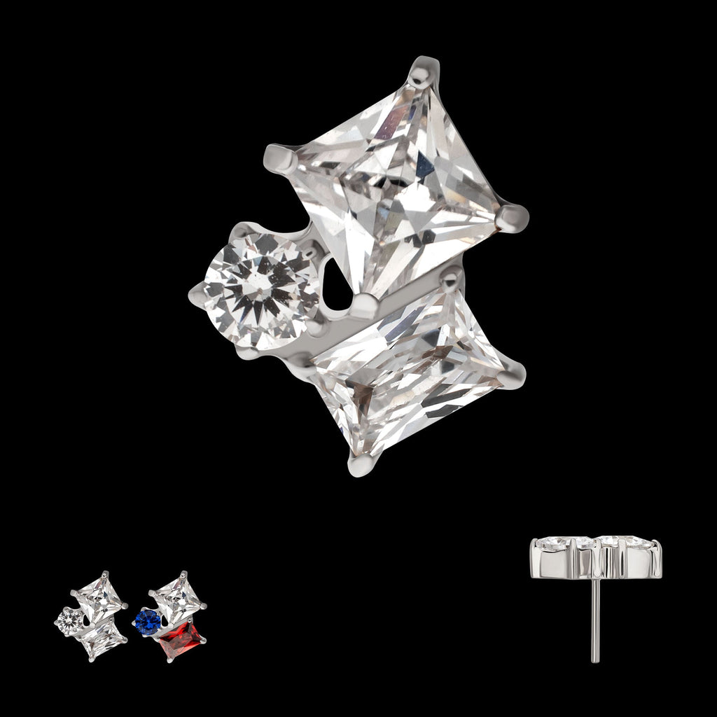 Lustre Cluster Prong-Set Gem Threadless Earring / Nosering – Titanium