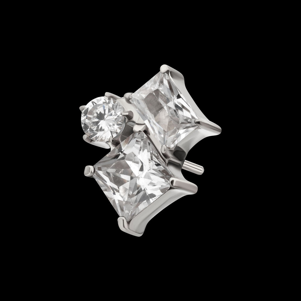 Lustre Cluster Prong-Set Gem Threadless Earring / Nosering – Titanium