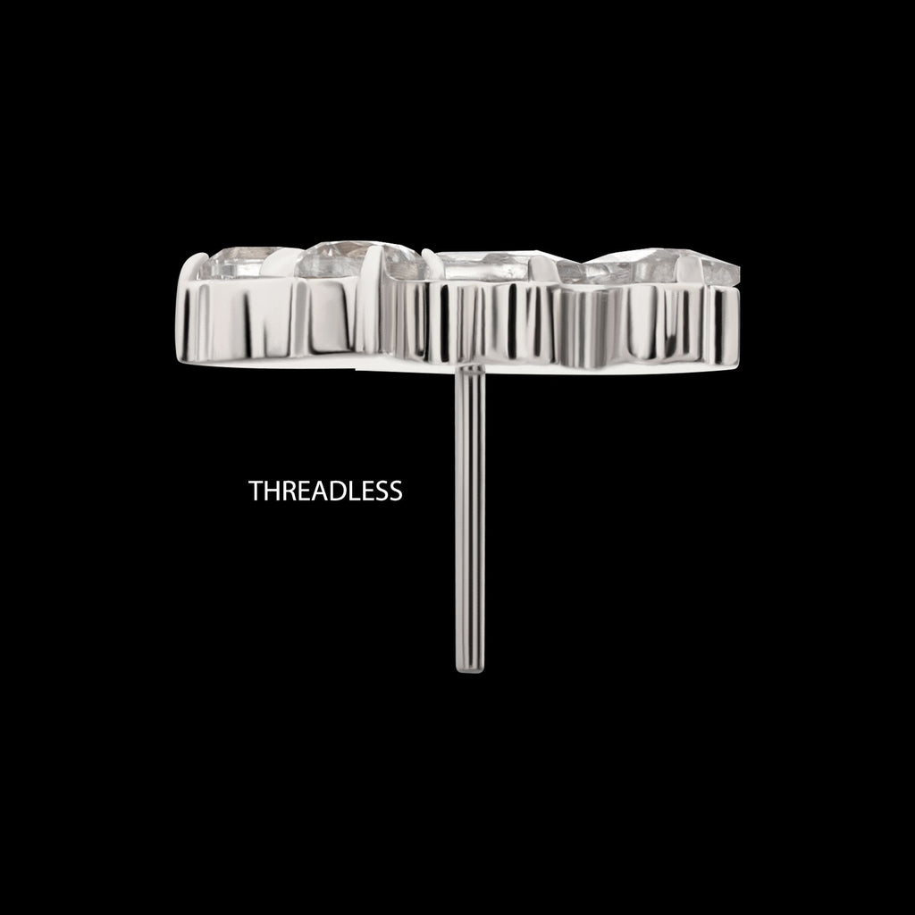 Eclat Cluster Prong-Set Gem Threadless Earring / Nosering – Platinum PVD Titanium