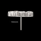 Eclat Cluster Prong-Set Gem Threadless Earring / Nosering – Platinum PVD Titanium