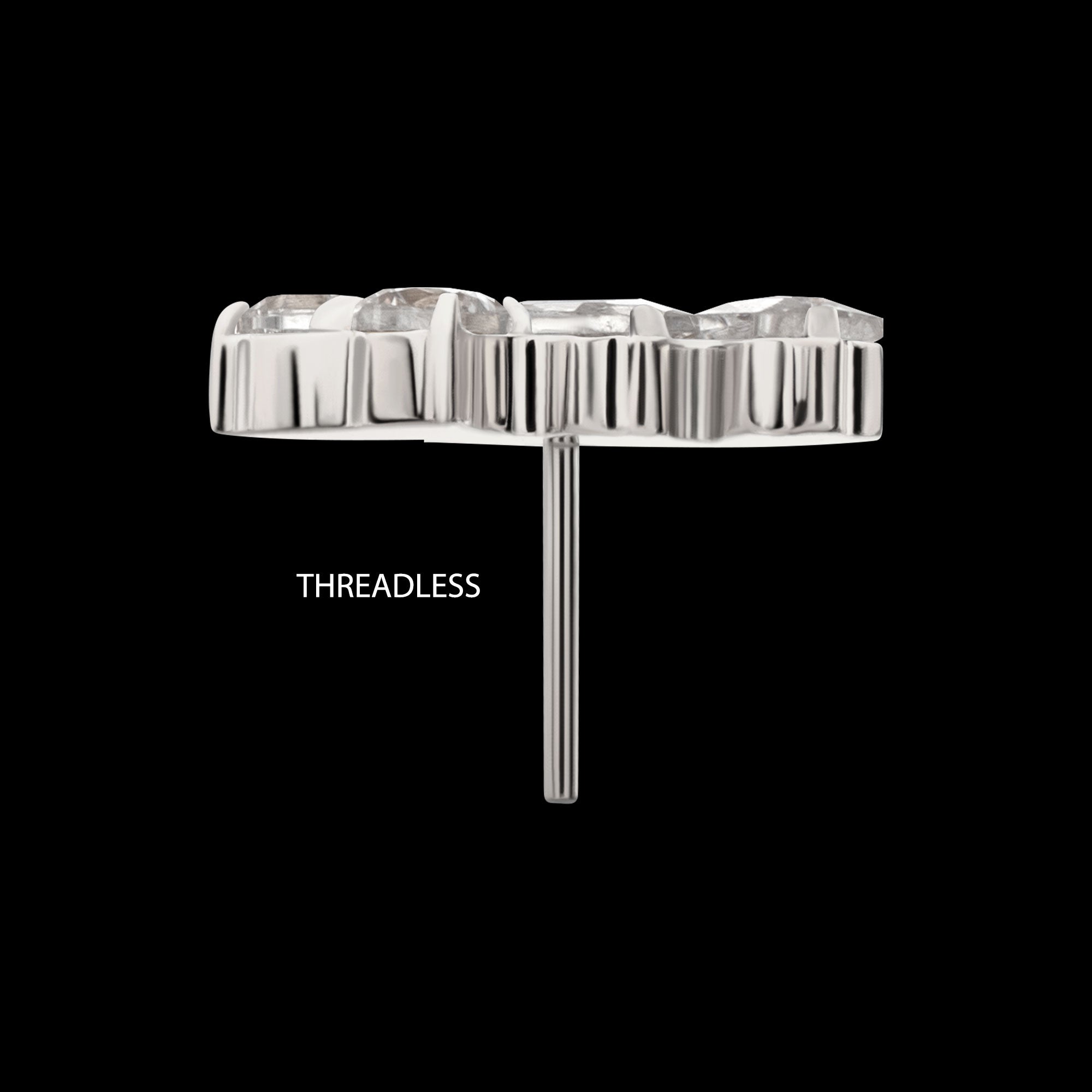 Eclat Cluster Prong-Set Gem Threadless Earring / Nosering – Platinum PVD Titanium