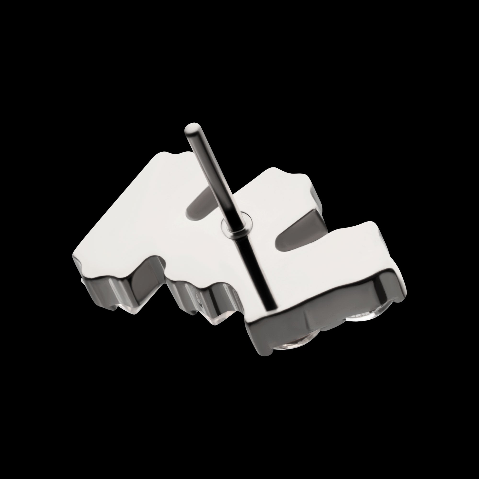 Eclat Cluster Prong-Set Gem Threadless Earring / Nosering – Platinum PVD Titanium