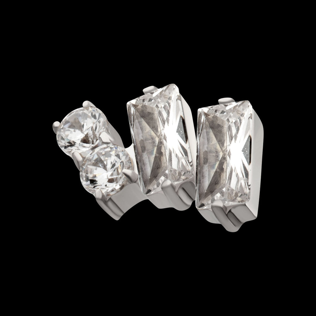 Eclat Cluster Prong-Set Gem Threadless Earring / Nosering – Platinum PVD Titanium