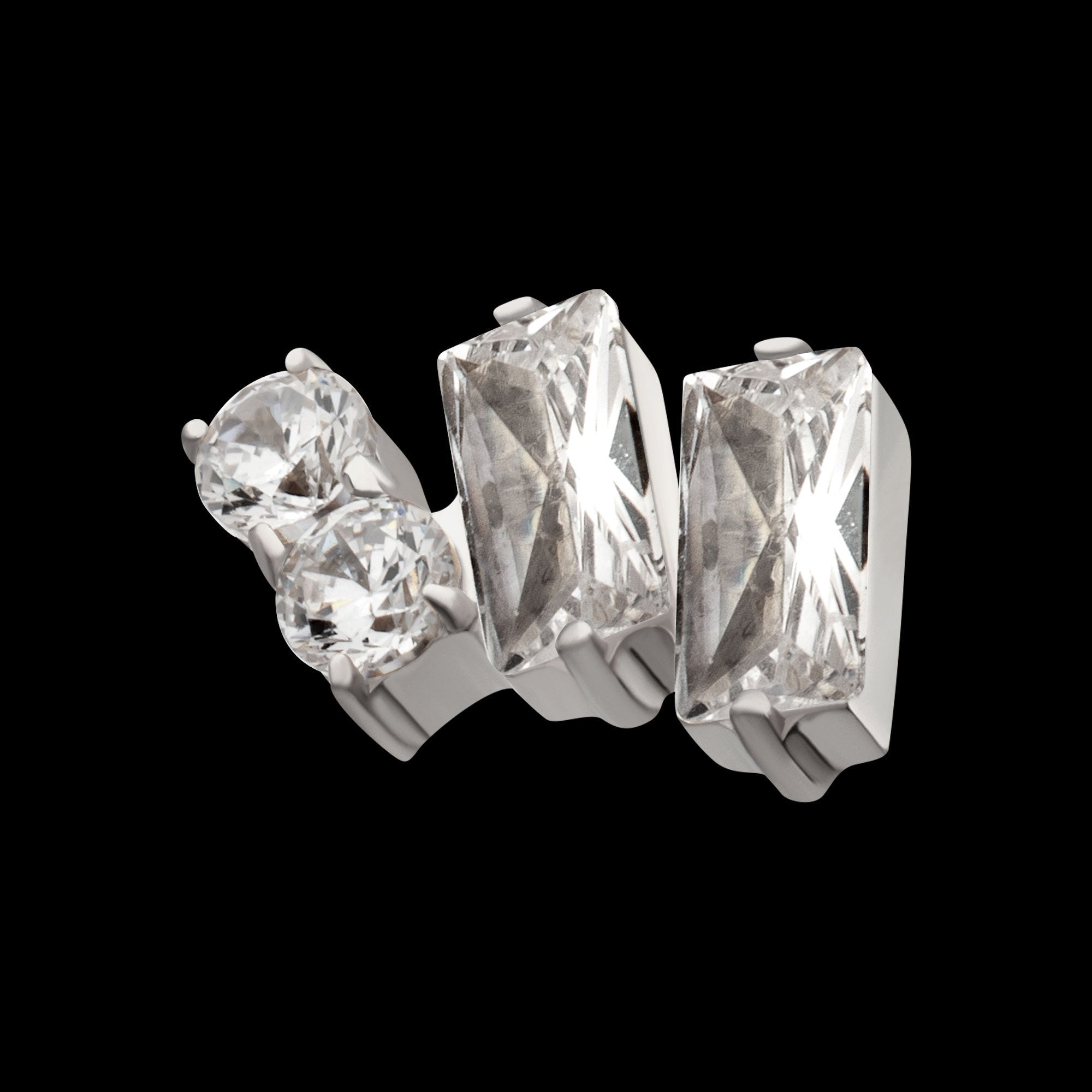 Eclat Cluster Prong-Set Gem Threadless Earring / Nosering – Platinum PVD Titanium