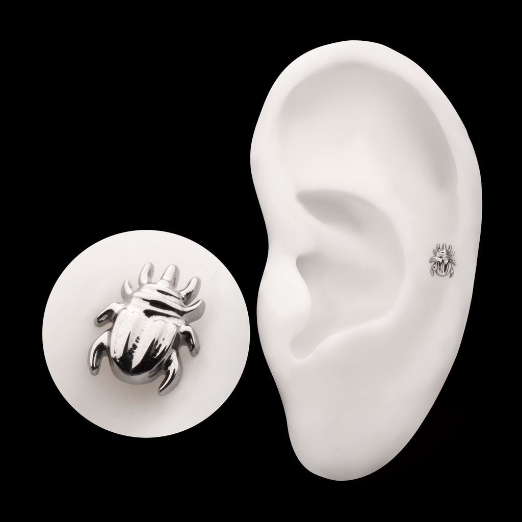 Bettle Flatback Stud Earring / Nosering - Titanium