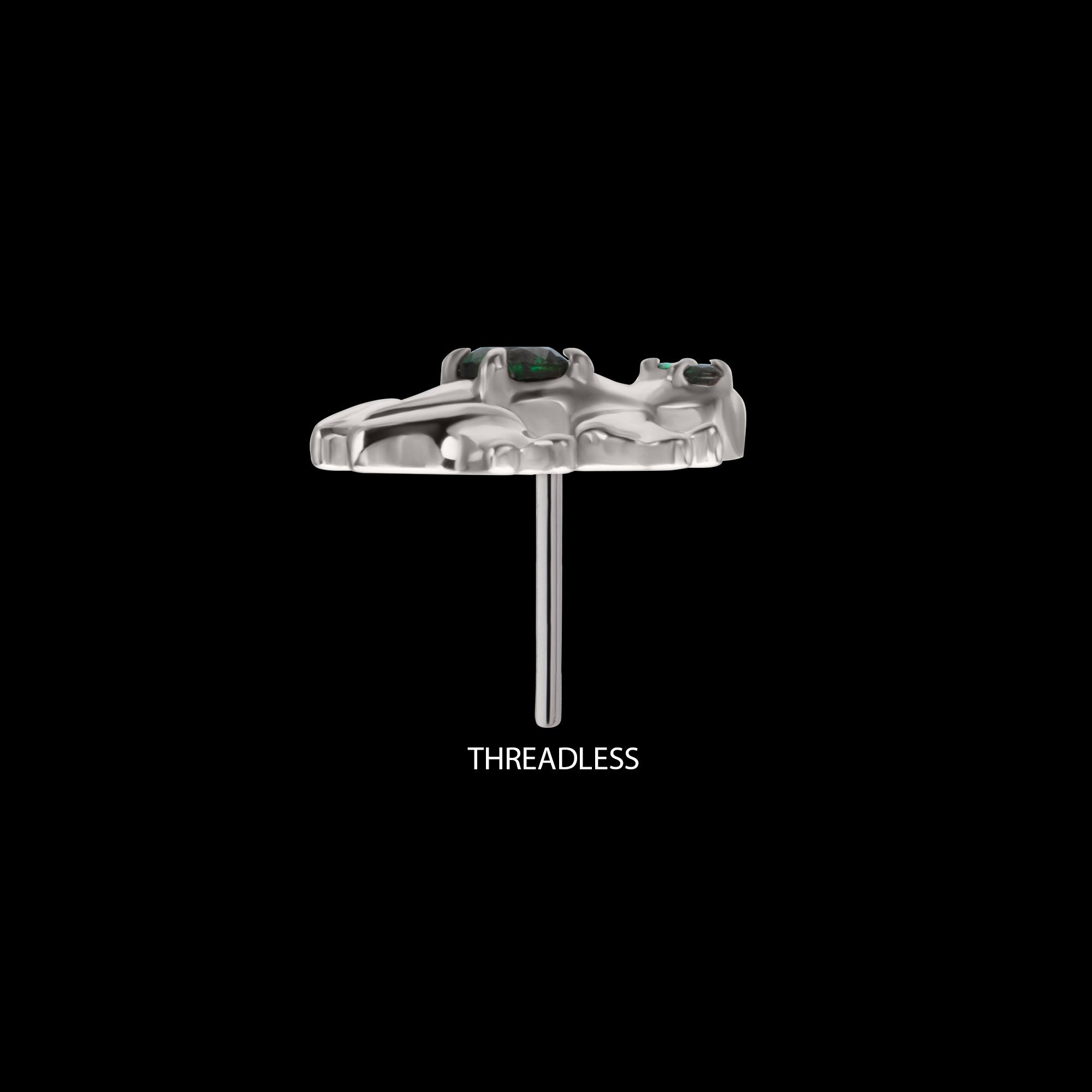 Frog with Prong Set CZ Gem Flatback Stud Earring / Nosering - CZ in Titanium